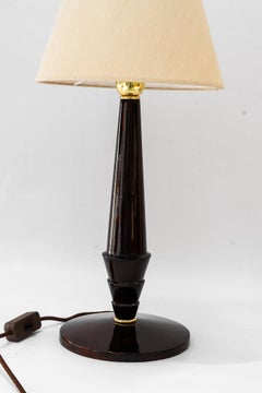 Bigli lampe de table Art Deco en bois avec abat-jour en tissu vienne vers 1920