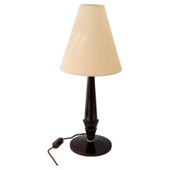 Big Art Deco wood table lamp with fabric shade vienna around 1920s