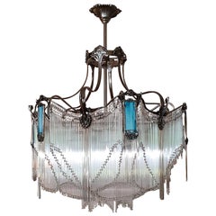 Big Art Nouveau Bronze Chandelier