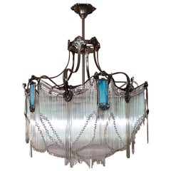 Big Art Nouveau Bronze Chandelier