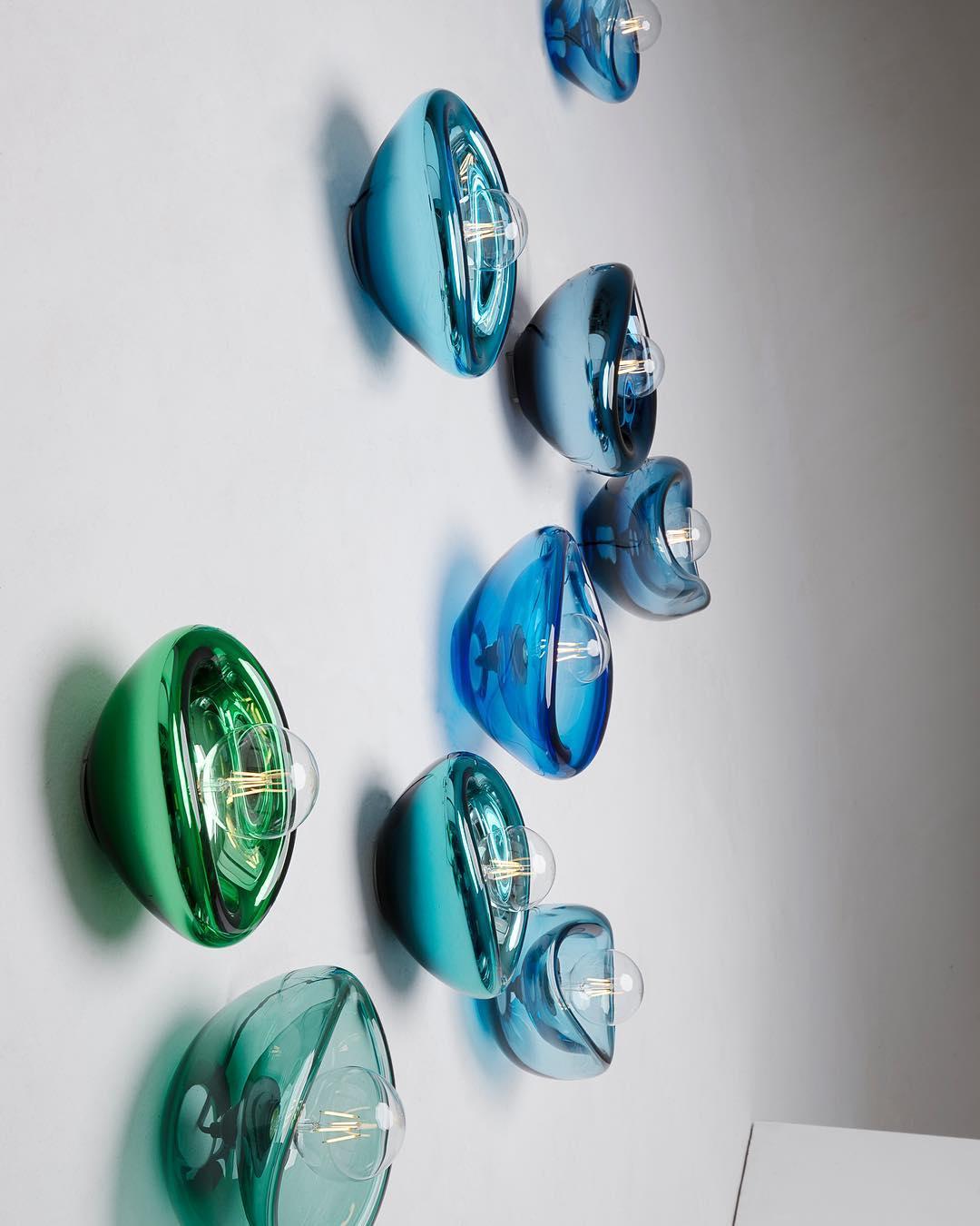 Big Aurum Blue Glass Sconces by Alex de Witte In New Condition In Geneve, CH