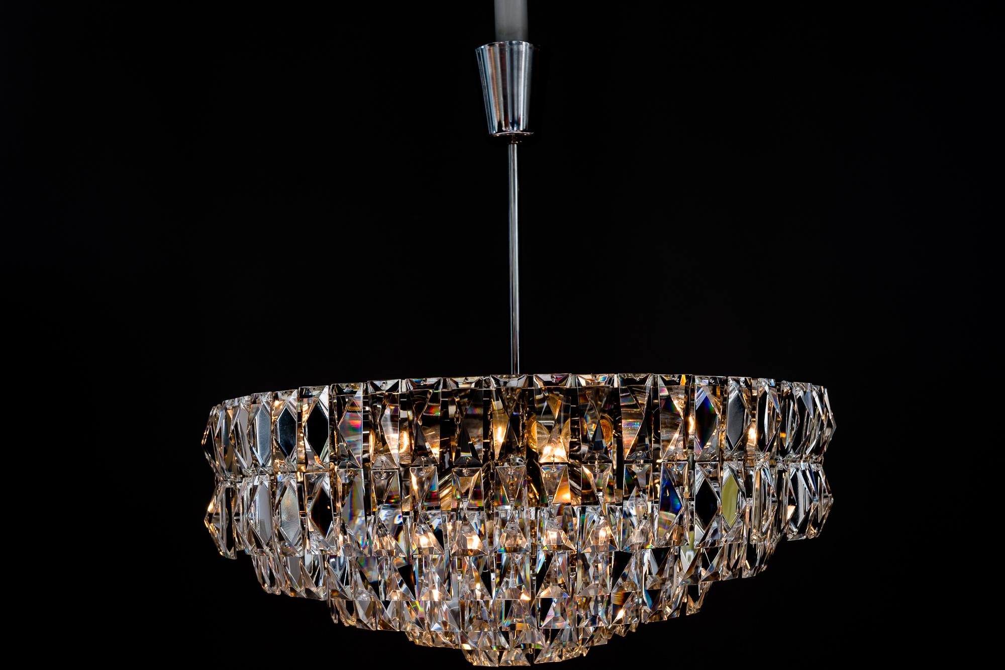 Plated Big Bakalowits Crystal Chandelier, circa 1960s For Sale