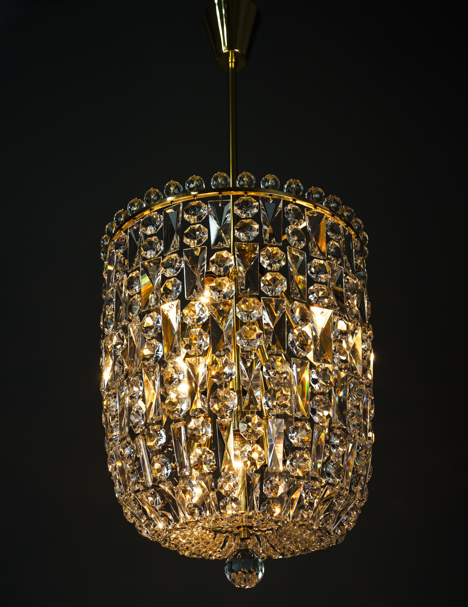Lacquered Big Bakalowits Crystal Chandelier Vienna Around 1950s For Sale