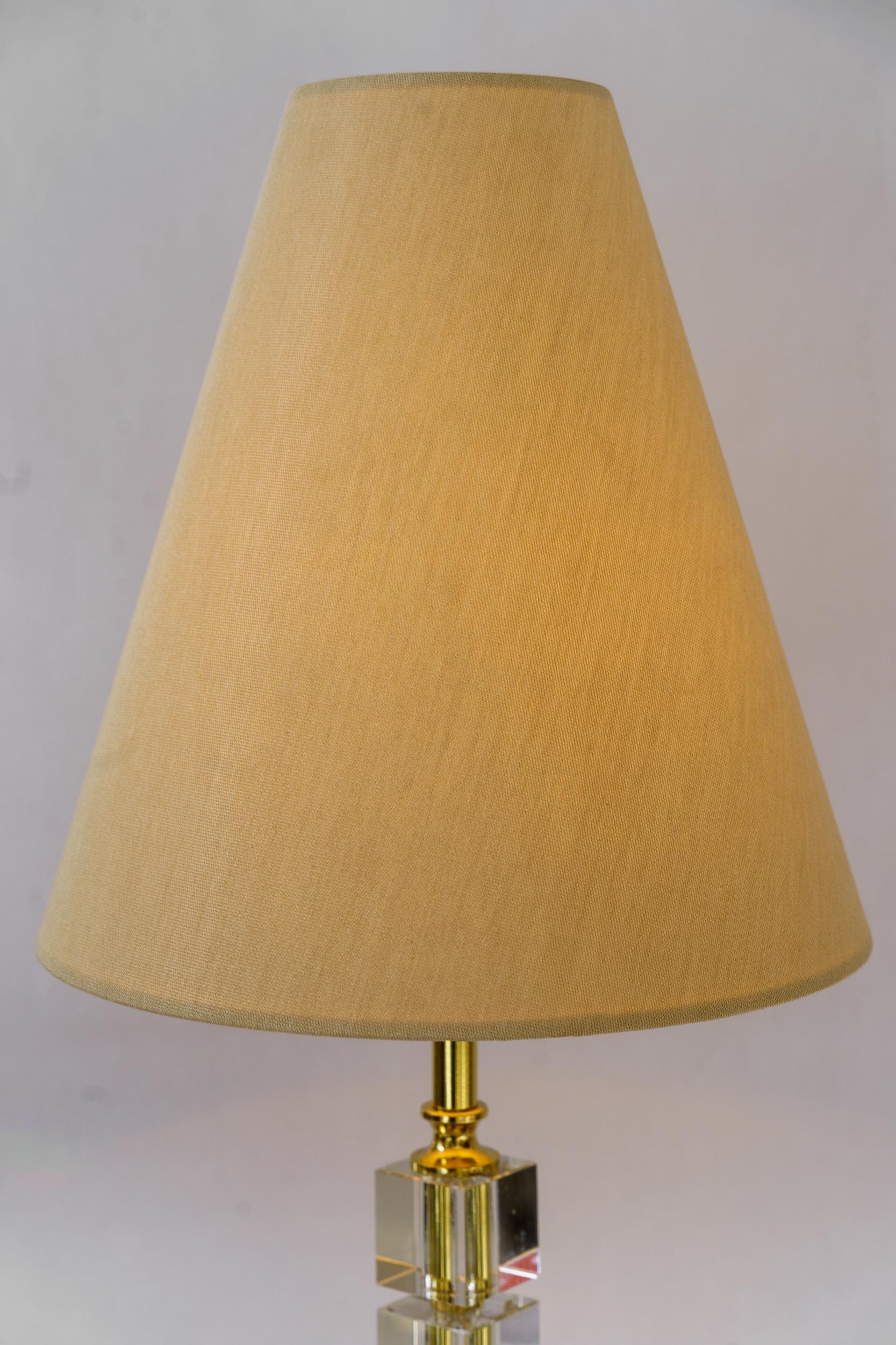 Große Bakalowits Glastischlampe mit Stoffschirm Wien um 1920er Jahre im Angebot 4