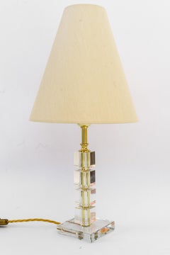 Big Bakalowits glass table lamp with fabric shade vienna around 1920s