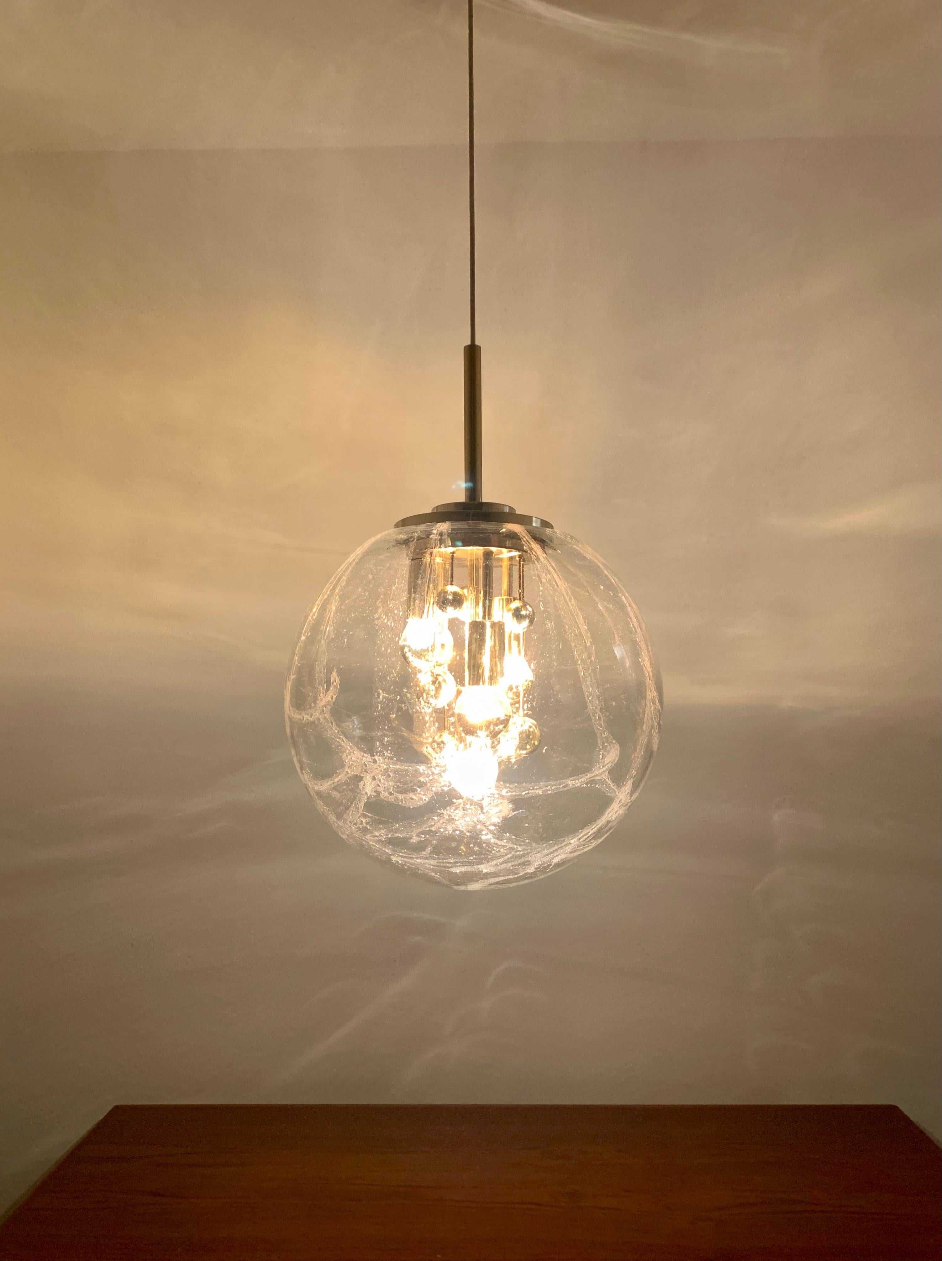 Big Ball Glass Pendant Lamp by Doria For Sale 3