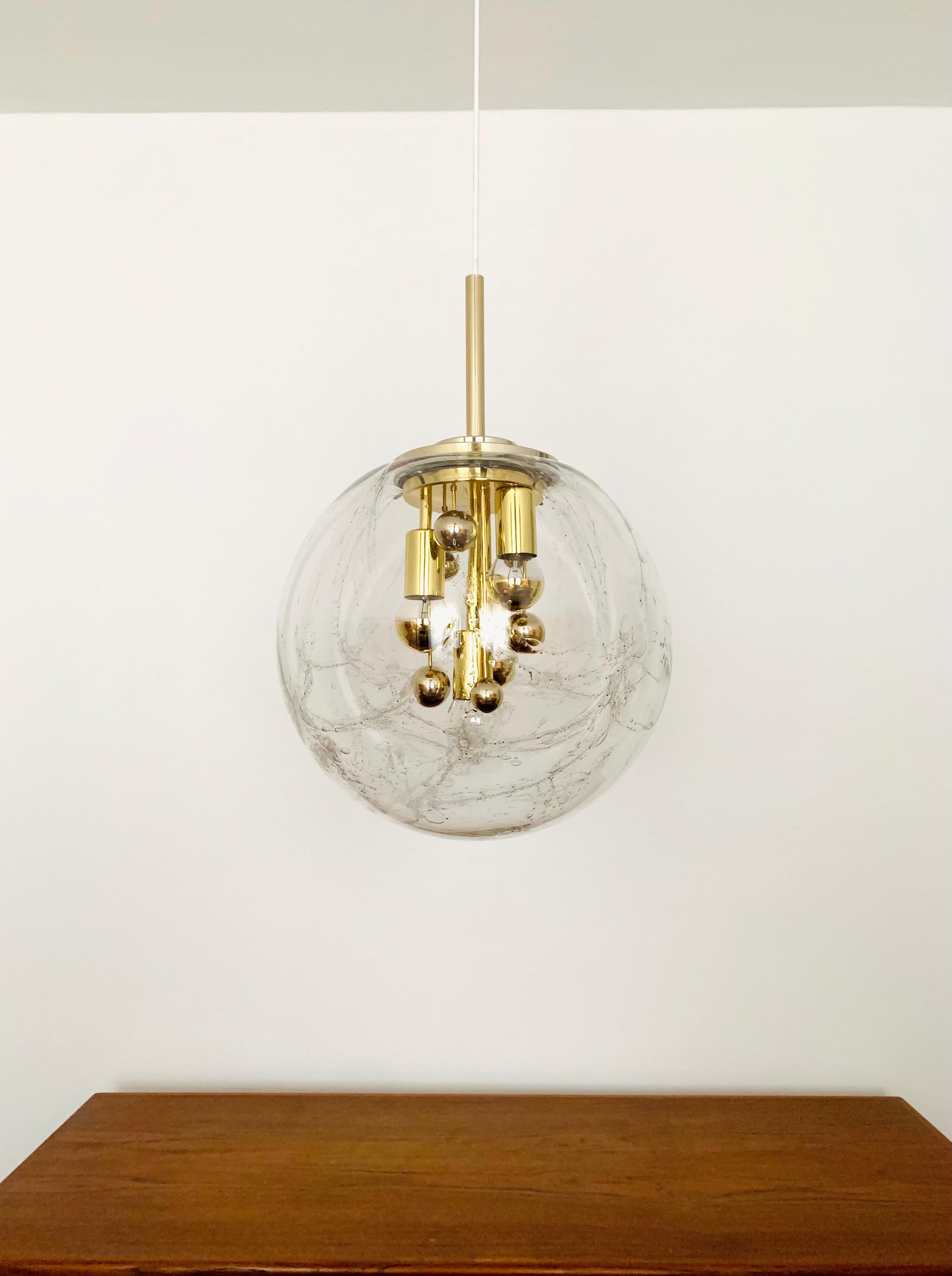 Mid-Century Modern Big Ball Glass Pendant Lamp by Doria For Sale