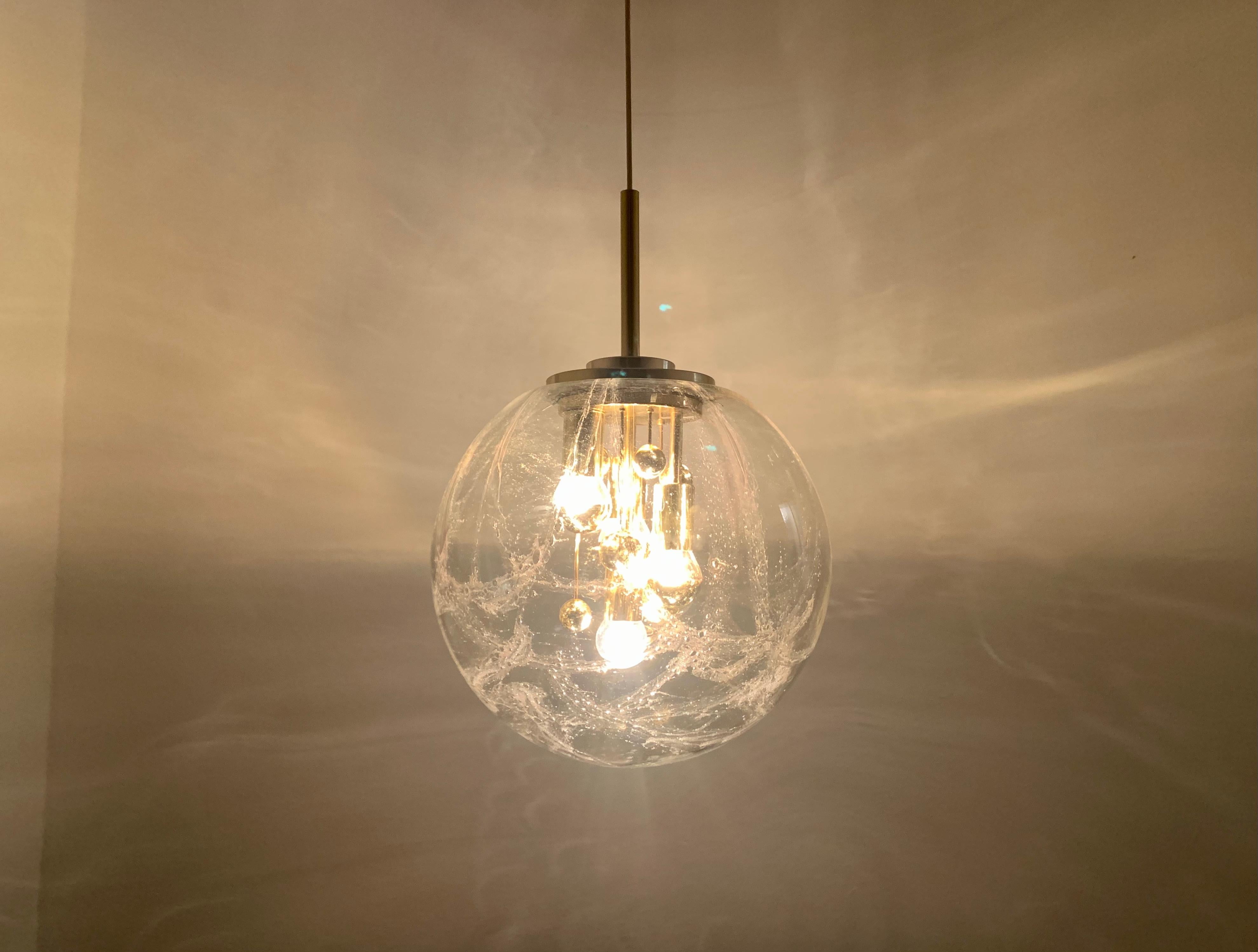 Big Ball Glass Pendant Lamp by Doria For Sale 1