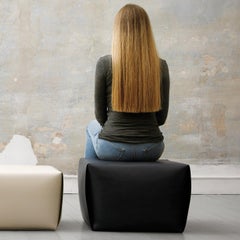 Big Bao Dark Brown Leather Ottoman by Viola Tonucci