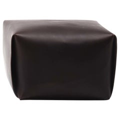 Big Bao Dark Brown Leather Ottoman by Viola Tonucci