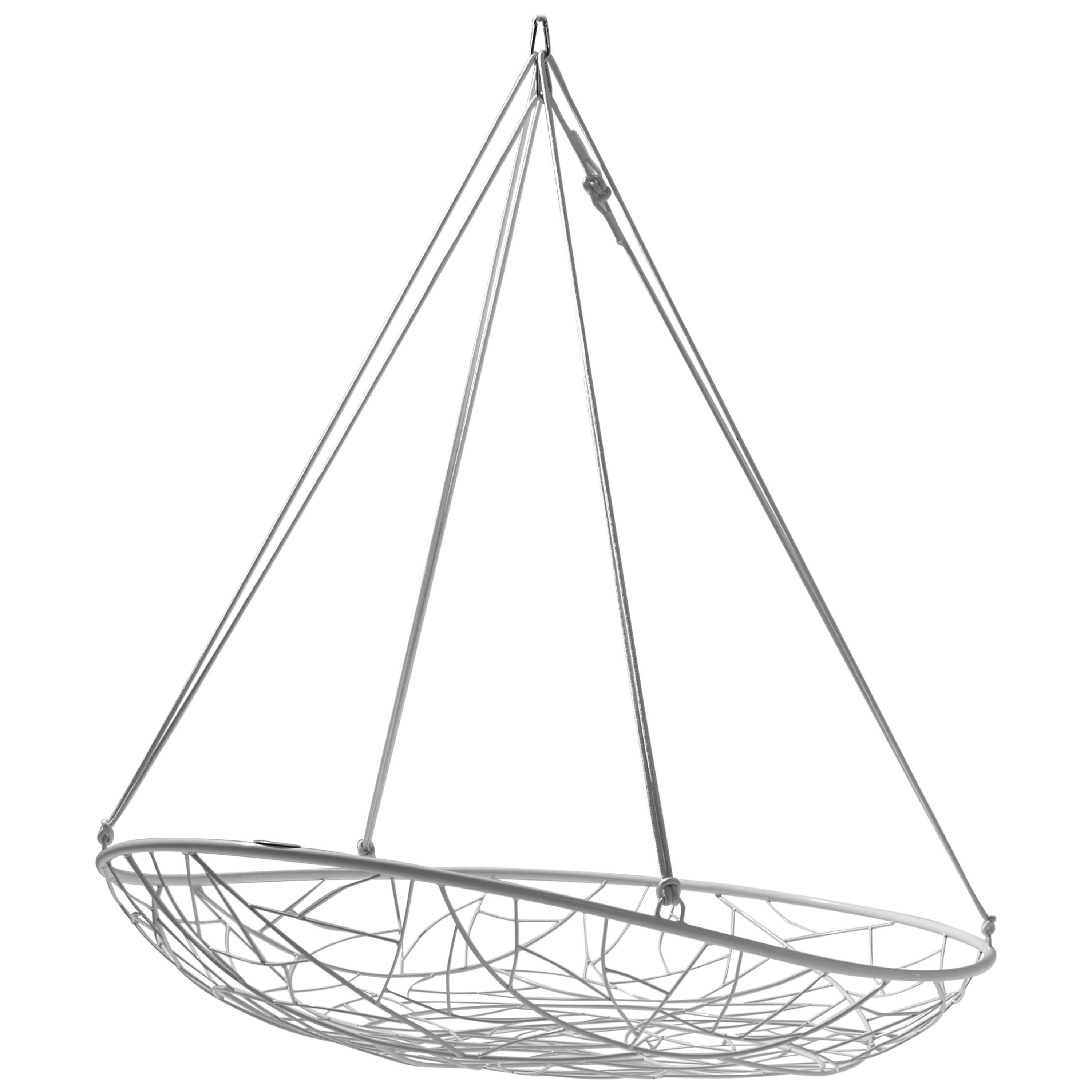 Big Basket Hanging Chair Twig Modern Steel In/Outdoor White 21st Century Daybed