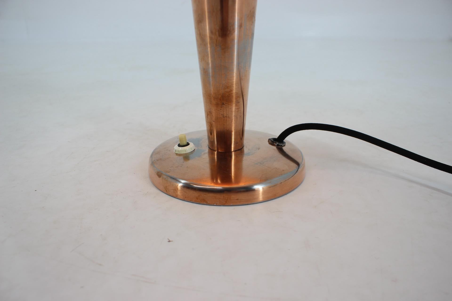 Big Bauhaus Adjustable Copper Table Lamp, 1940s / Czechoslovakia 1