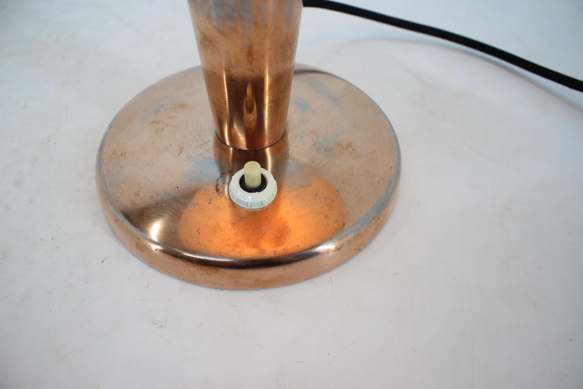Big Bauhaus Adjustable Copper Table Lamp, 1940s / Czechoslovakia 2