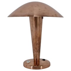 Big Bauhaus Adjustable Copper Table Lamp, 1940s / Czechoslovakia