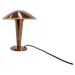 Big Bauhaus Adjustable Copper Table Lamp, 1940s / Czechoslovakia