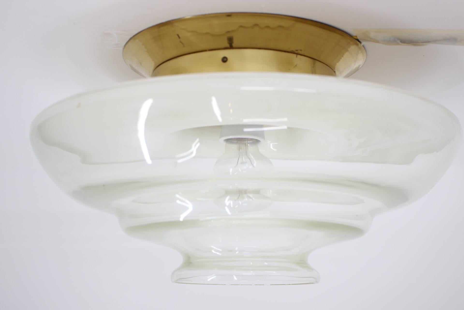 Big Bauhaus Ceiling or Wall Lamp, Flush Mount, in Style of Otto Müller, 1930s In Good Condition In Praha, CZ