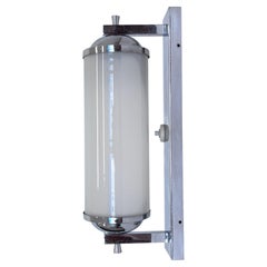 Big Bauhaus Chrome and milk glass Wall Lamp, 1930s - Czechoslovakia, marked