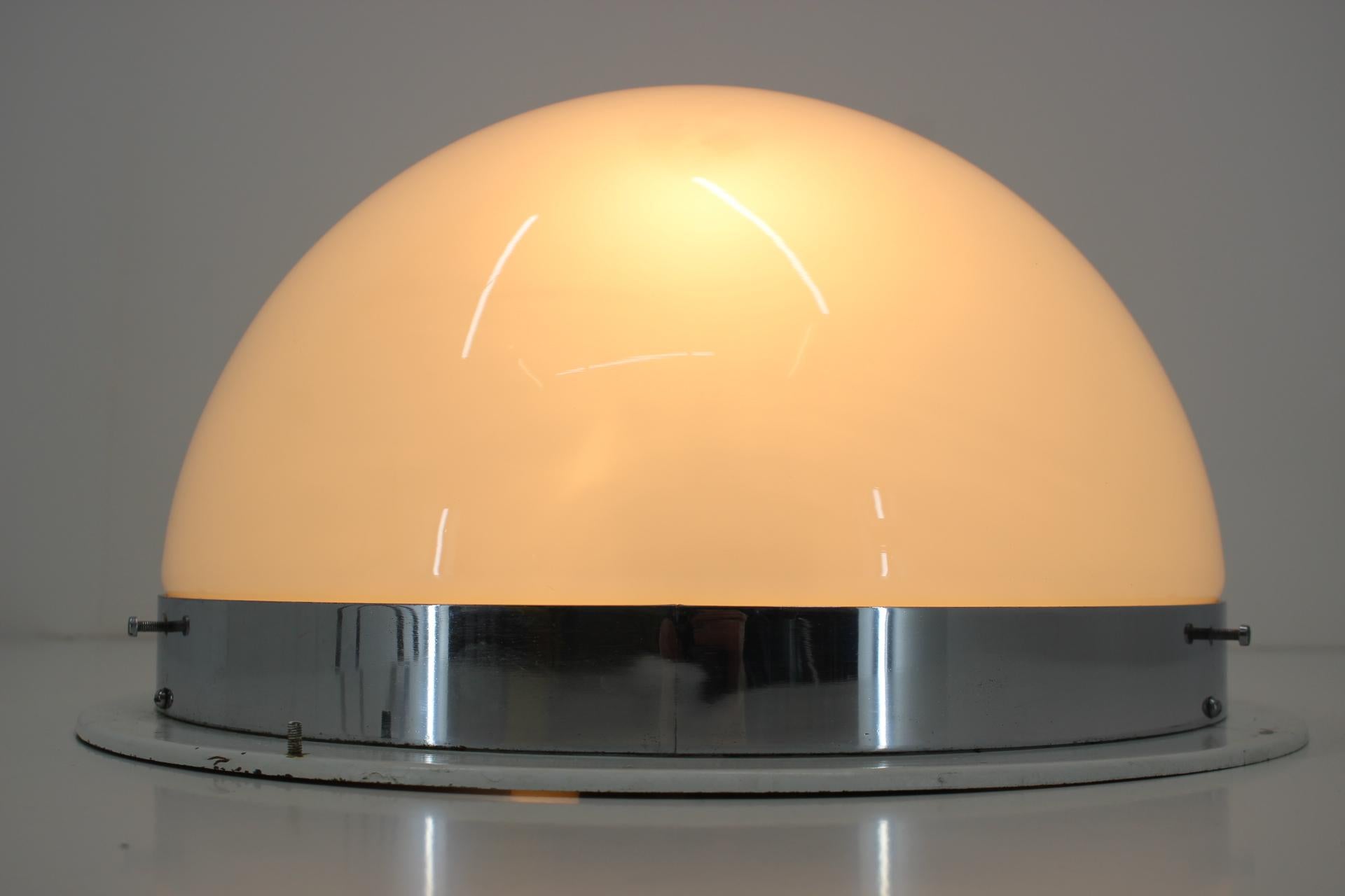 Big Bauhaus Chrome Ceiling Light, 1940s / Zukov /8 pieces available In Good Condition For Sale In Praha, CZ