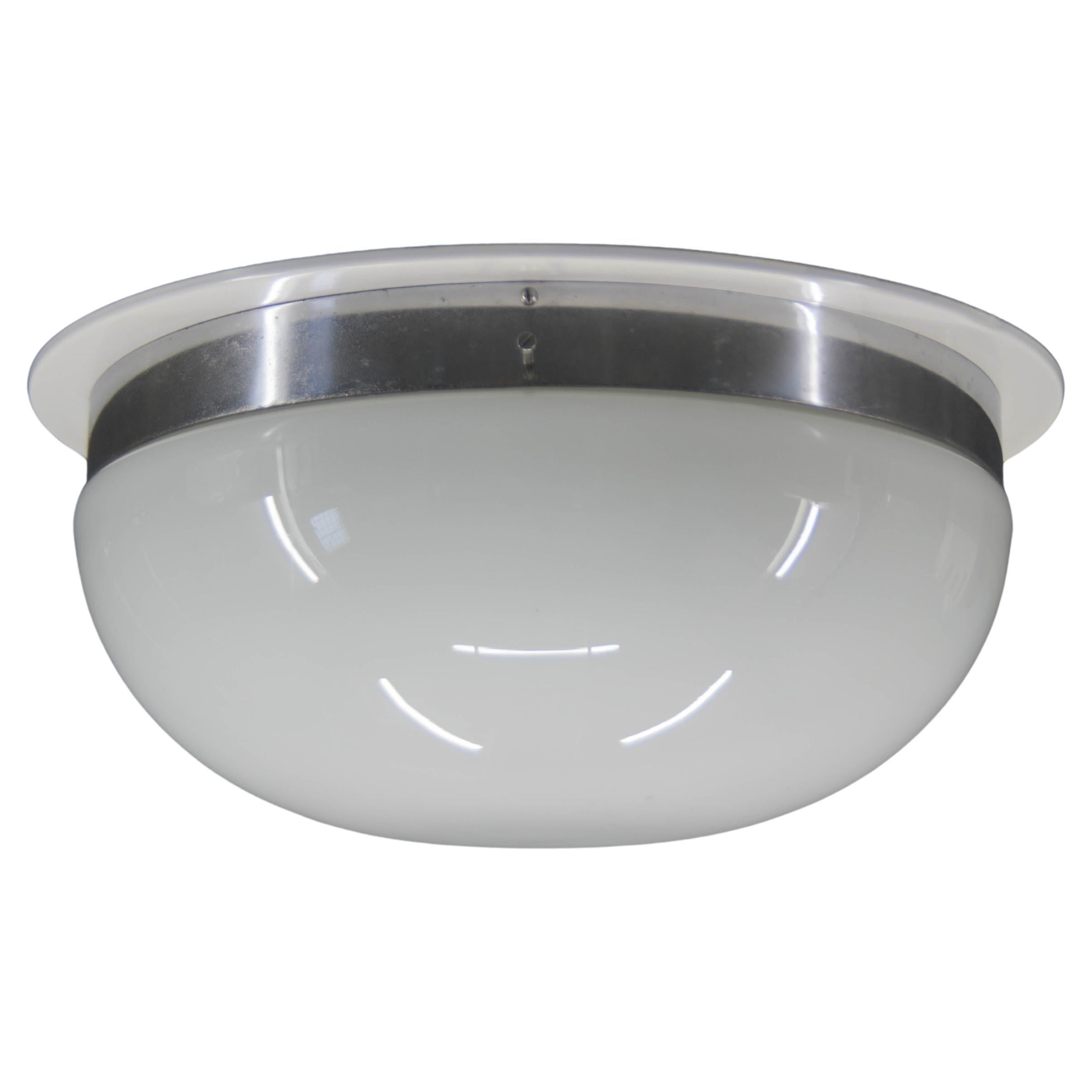 Big Bauhaus Chrome Flushmount or Wall Light, 1940s