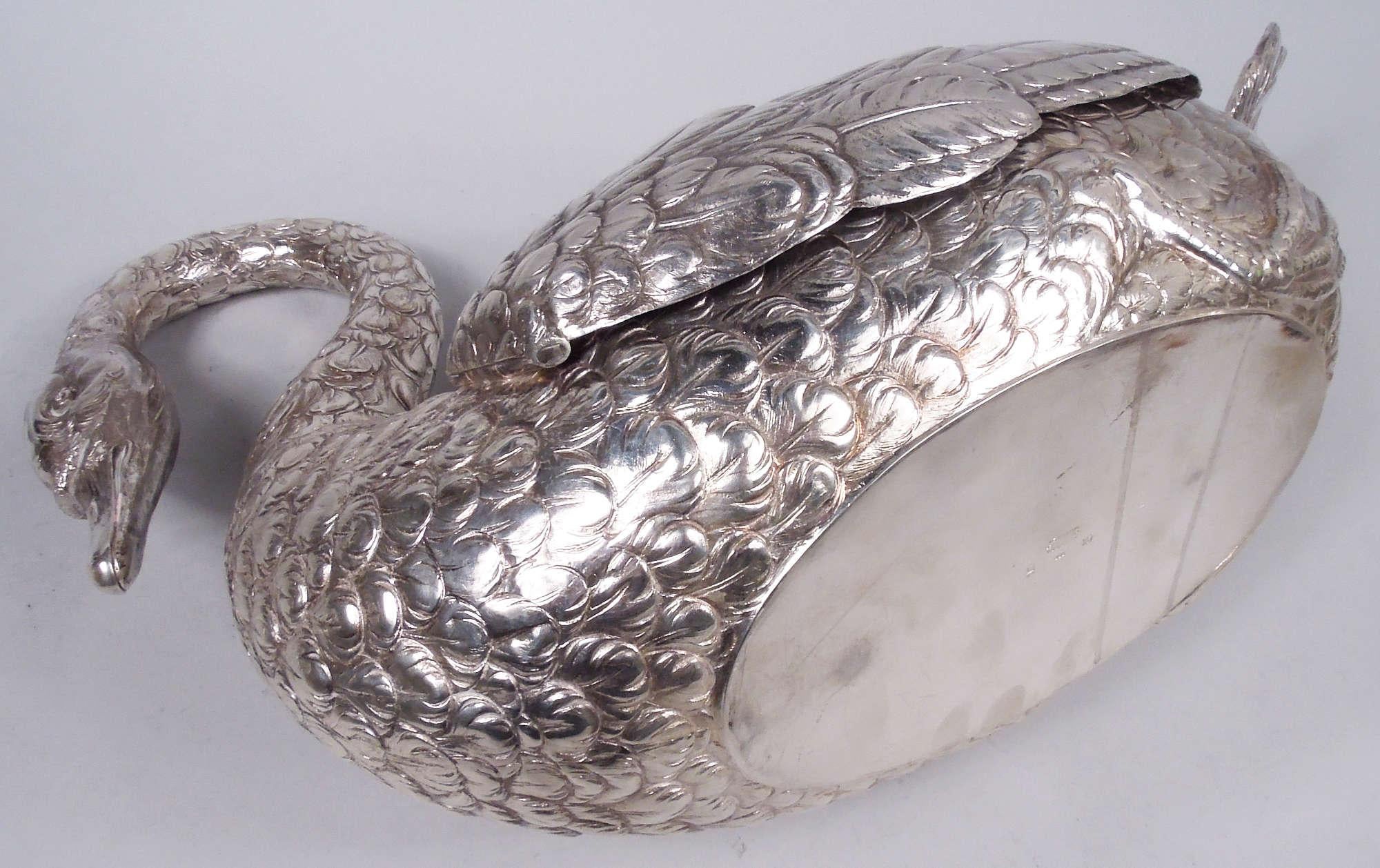 Big & Beautiful German Silver Centerpiece Swan with Wide Wingspan For Sale 6