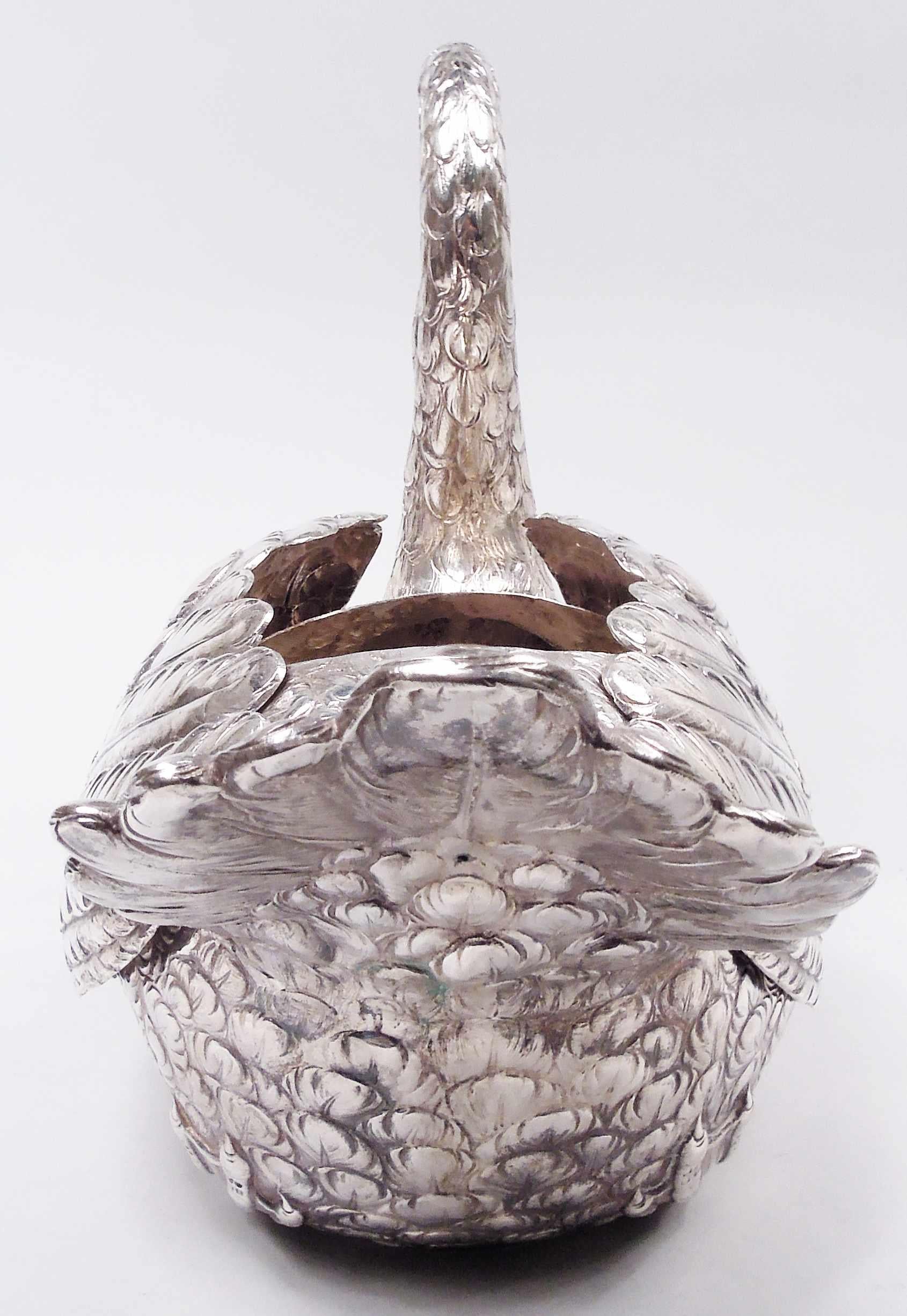 20th Century Big & Beautiful German Silver Centerpiece Swan with Wide Wingspan For Sale