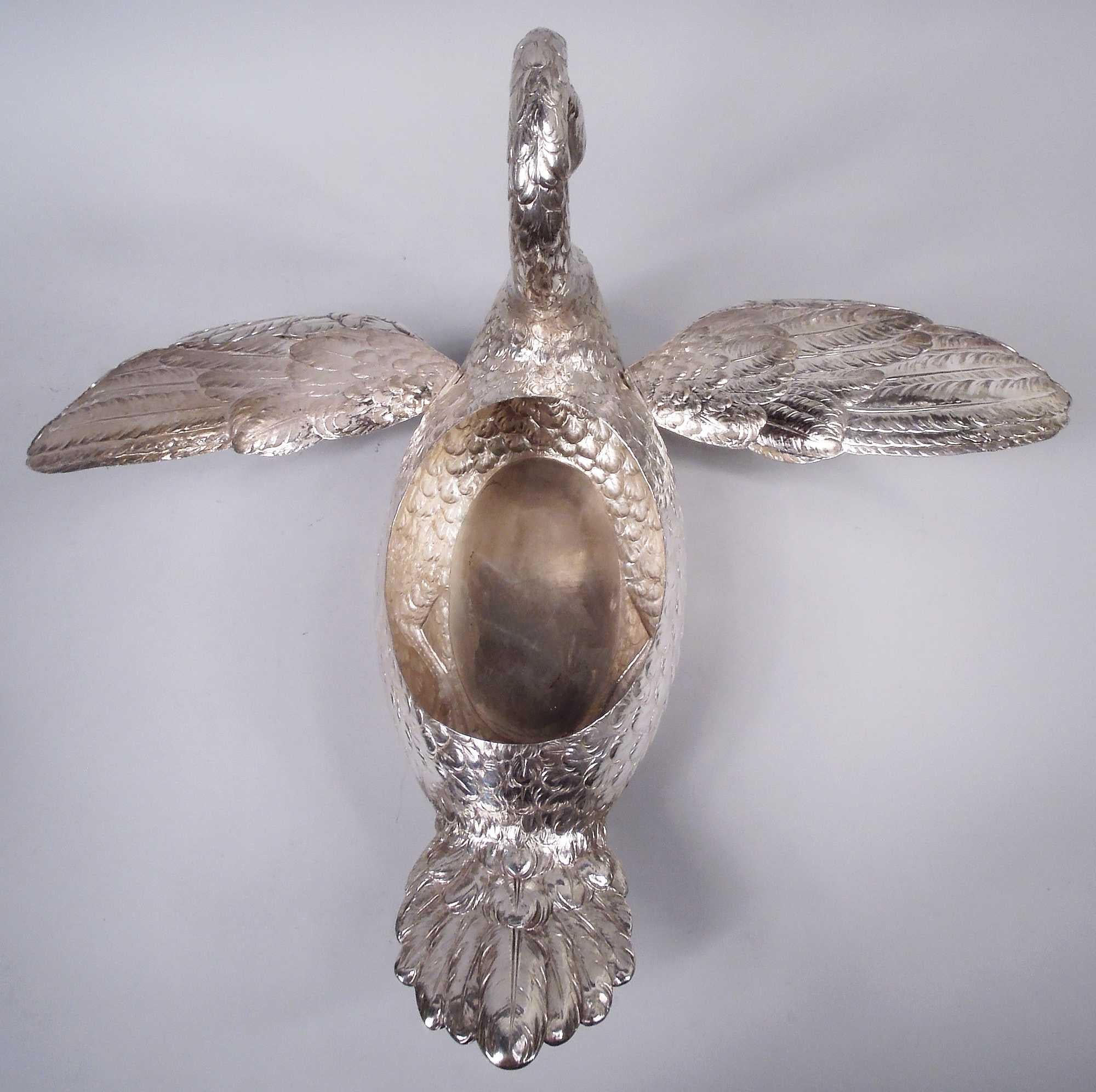 Big & Beautiful German Silver Centerpiece Swan with Wide Wingspan For Sale 1