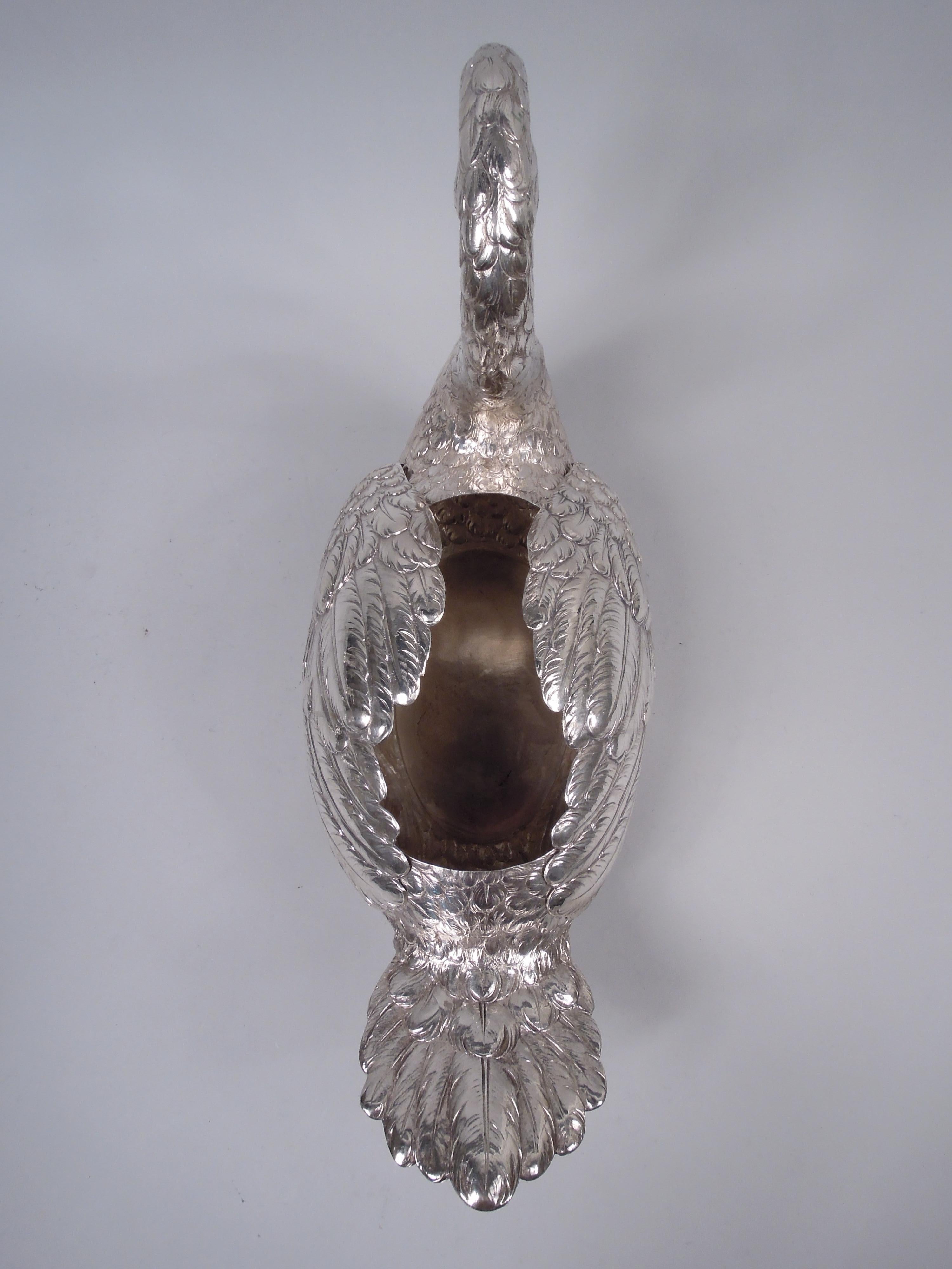Big & Beautiful German Silver Centerpiece Swan with Wide Wingspan For Sale 2