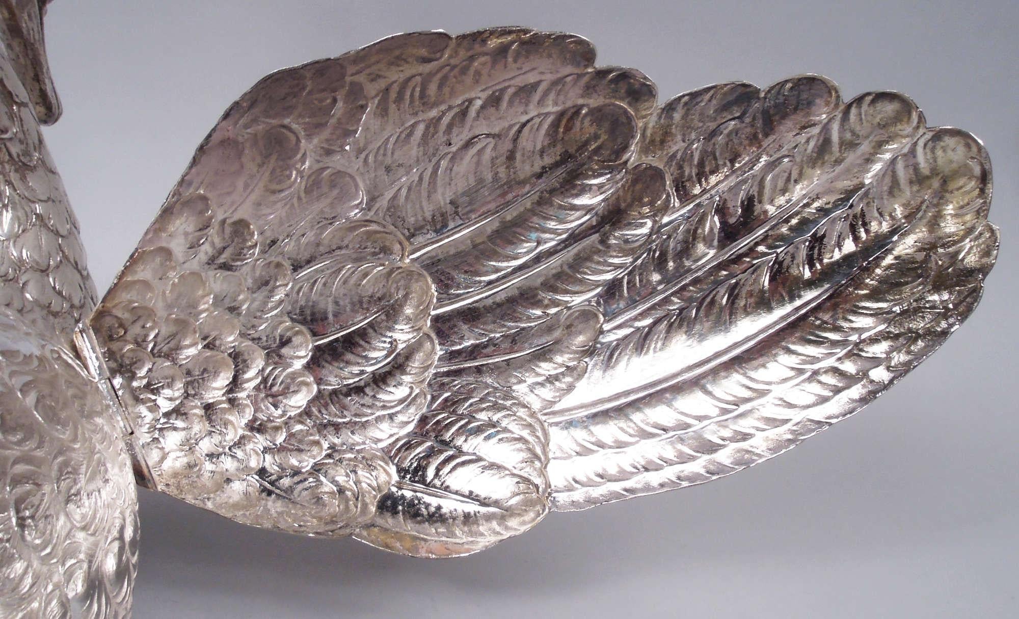 Big & Beautiful German Silver Centerpiece Swan with Wide Wingspan For Sale 4