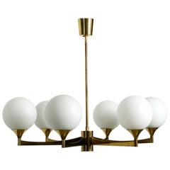 Big Beautiful Original 1960s Metal Chandelier Anodized in Brass