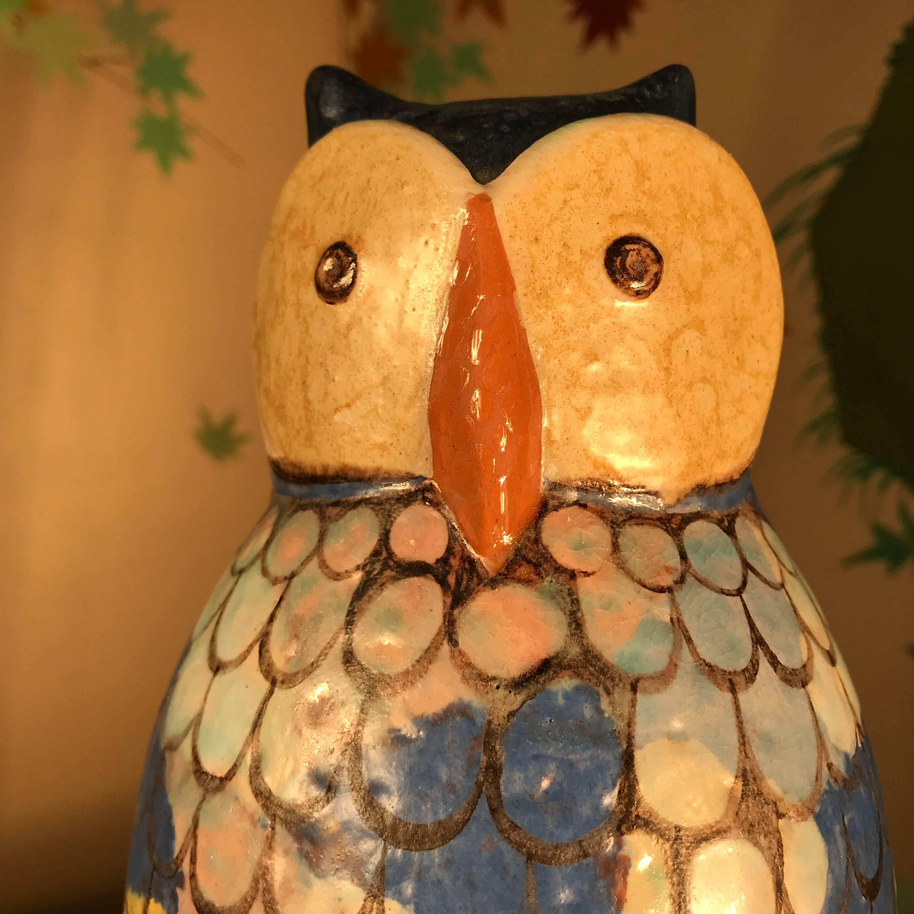 German Big Beautiful Owl, Handmade Hand-Painted by Master Artisan Eva Fritz-Lindner