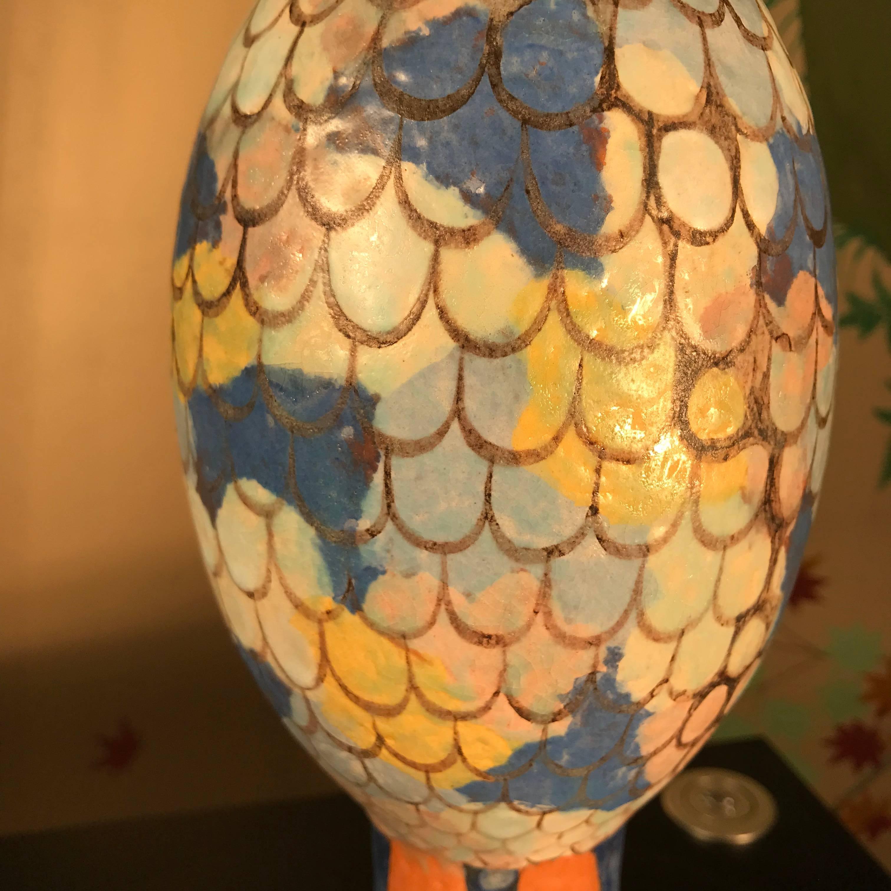 Big Beautiful Owl, Handmade Hand-Painted by Master Artisan Eva Fritz-Lindner In Good Condition In South Burlington, VT