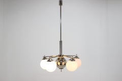 Big Beautiful Unique Chrome Bauhaus Chandelier/ Pendant, 1930s