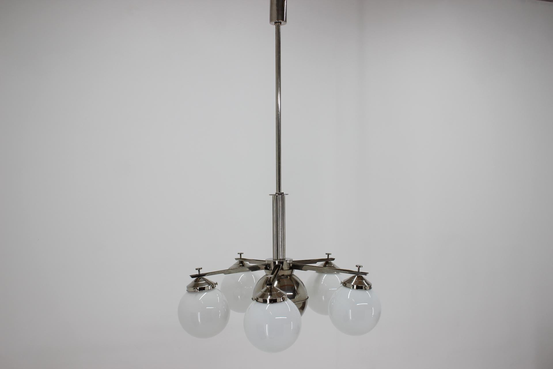 Mid-20th Century Big Beautiful Unique Chrome Bauhaus Chandelier/ Pendant, 1930s For Sale