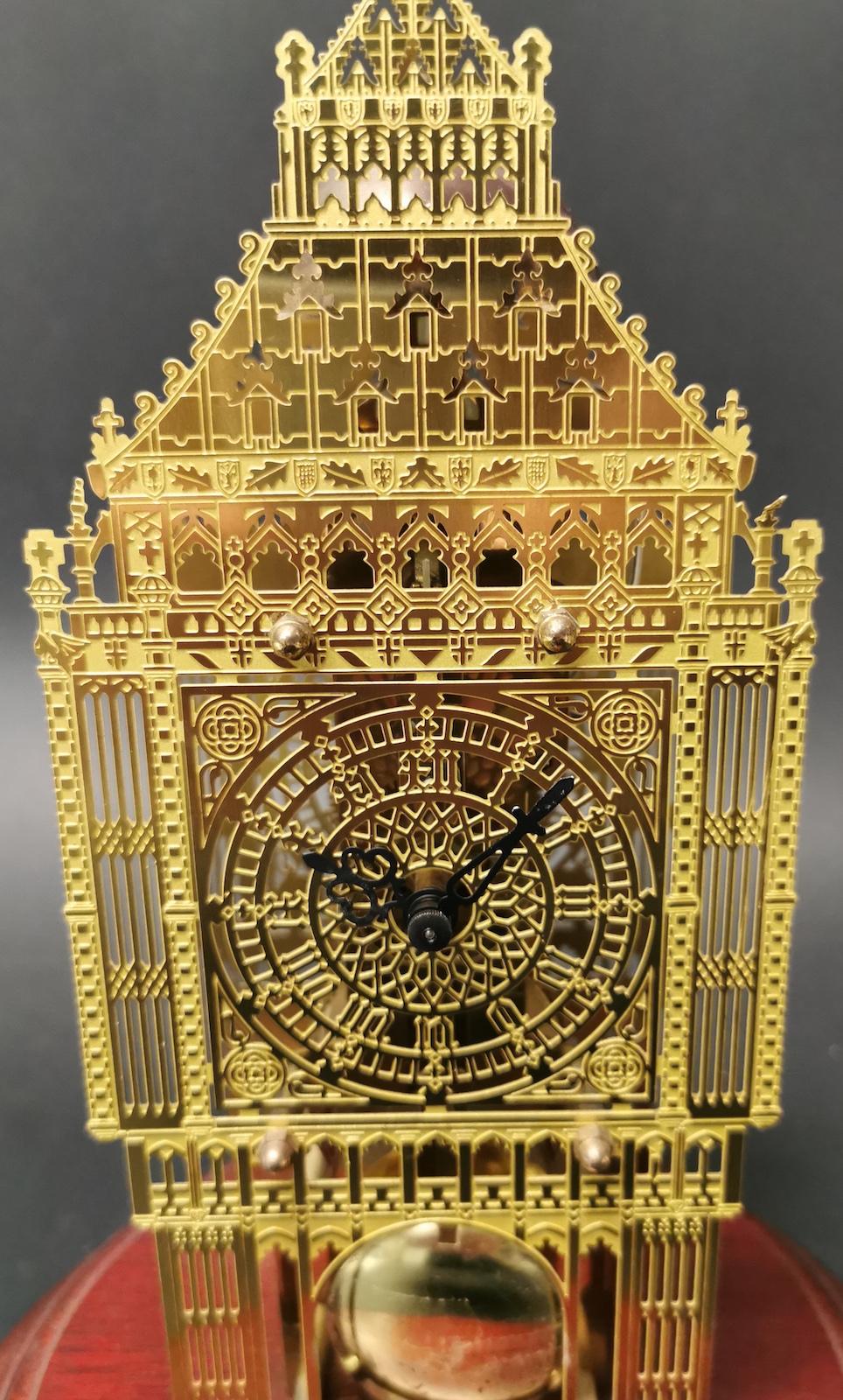 German Big Ben Brass Skeleton Clock For Sale