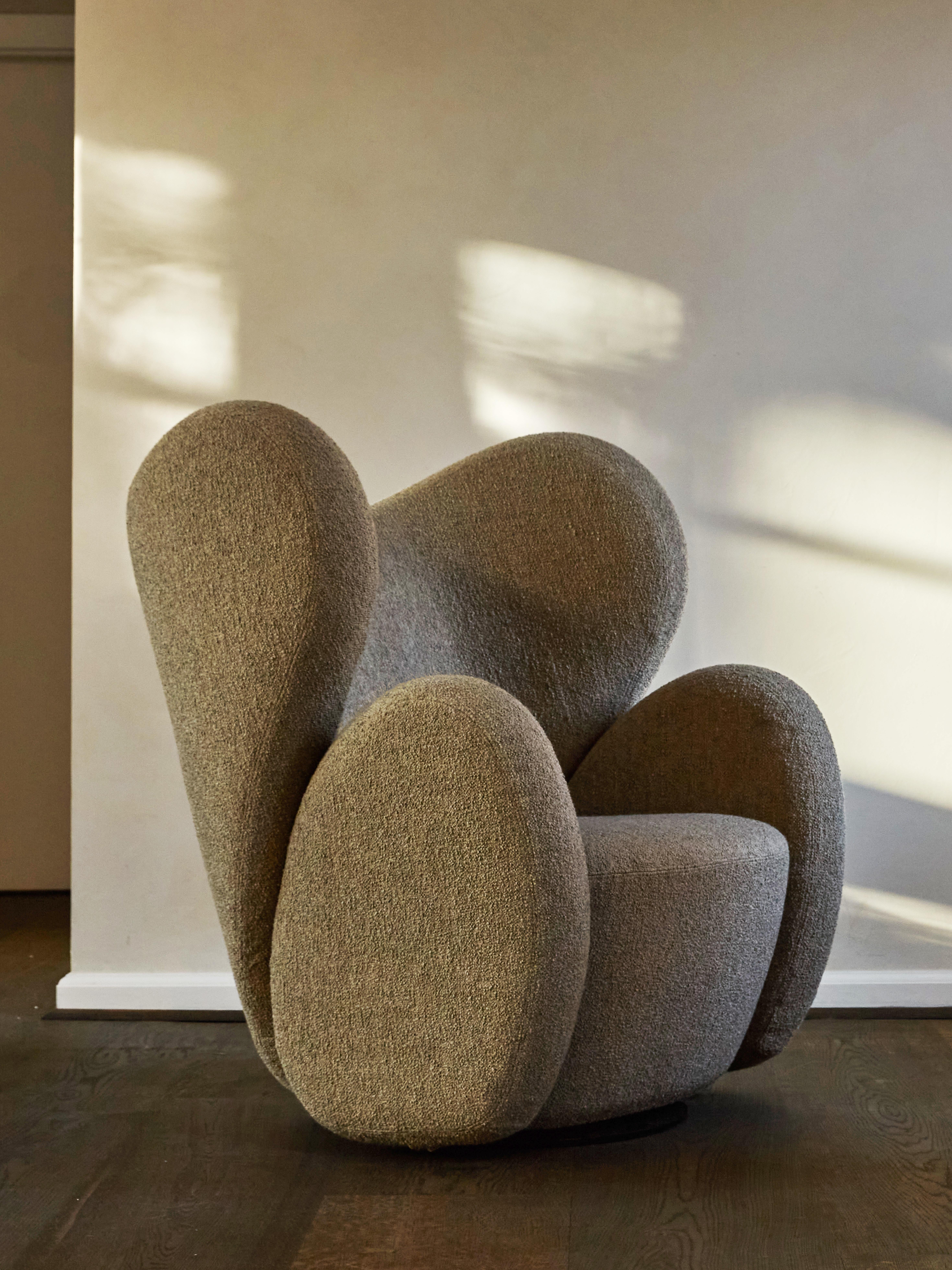 Wool 'Big Big Chair' Armchair by Norr11, Barnum Bouclé, Dark Brown For Sale