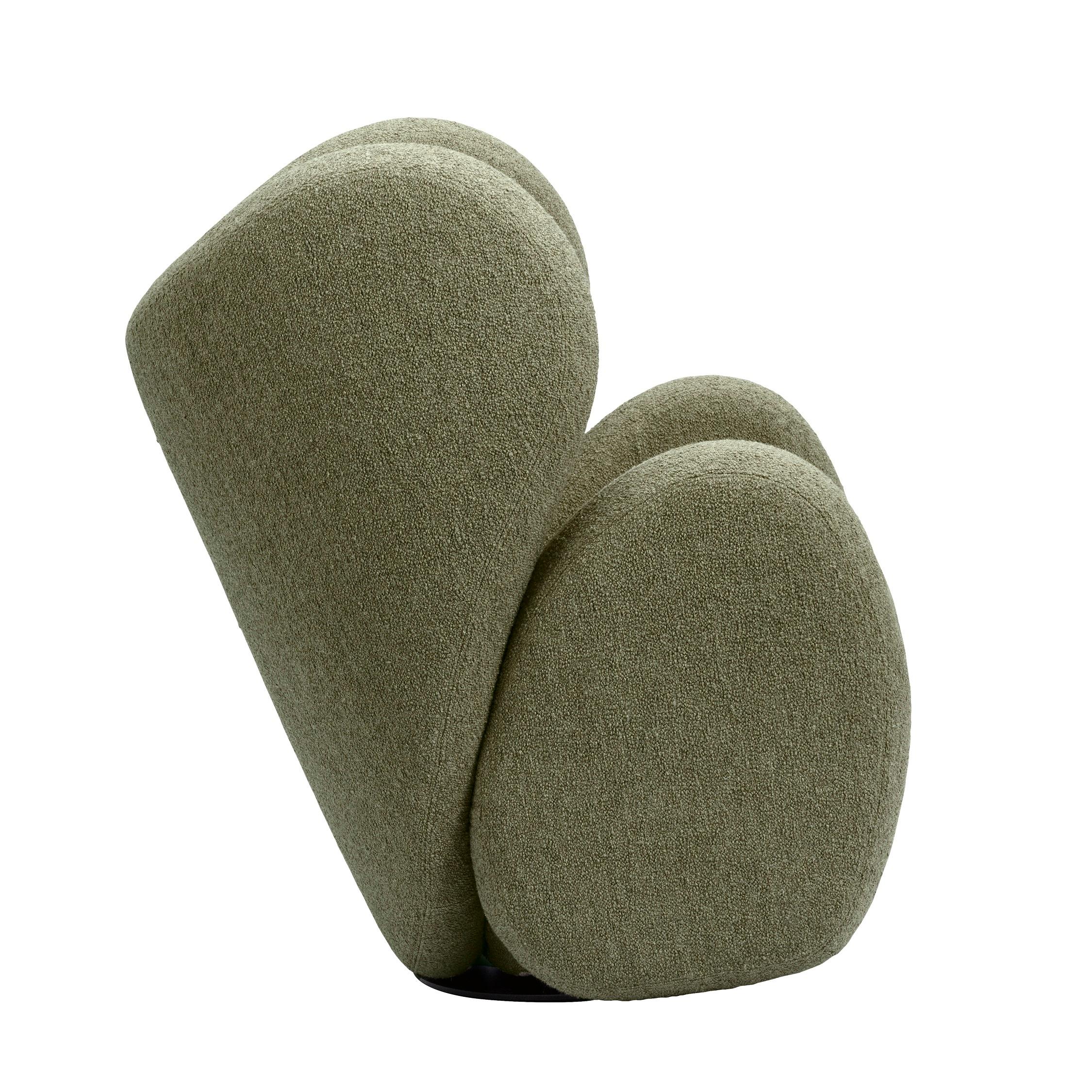 green boucle armchair