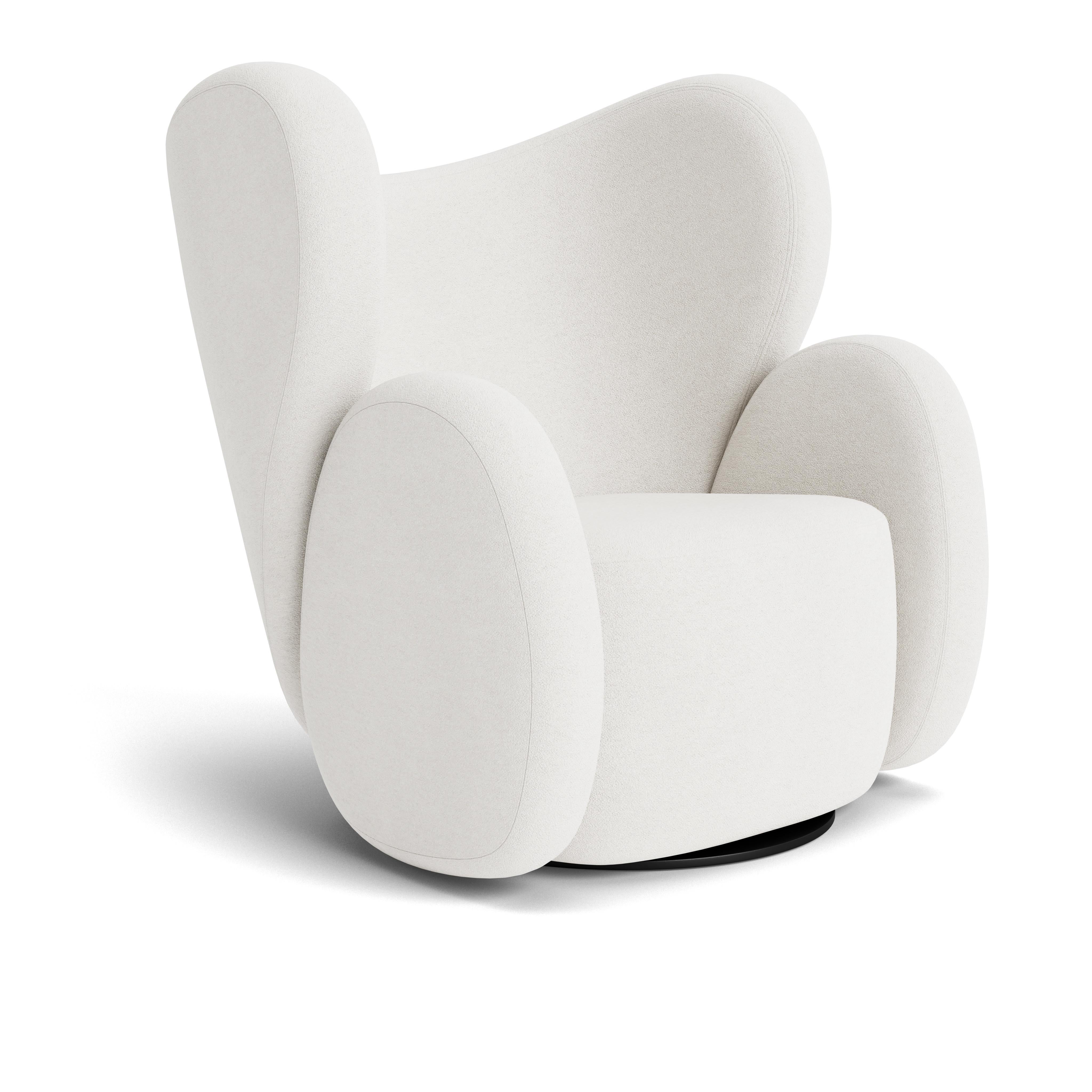Danish 'Big Big Chair' Armchair by Norr11, Barnum Bouclé, White For Sale