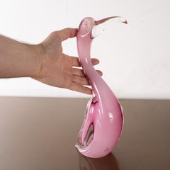Big Bird Formia Sculpture Pink Murano glass with clear details, Italy in stock