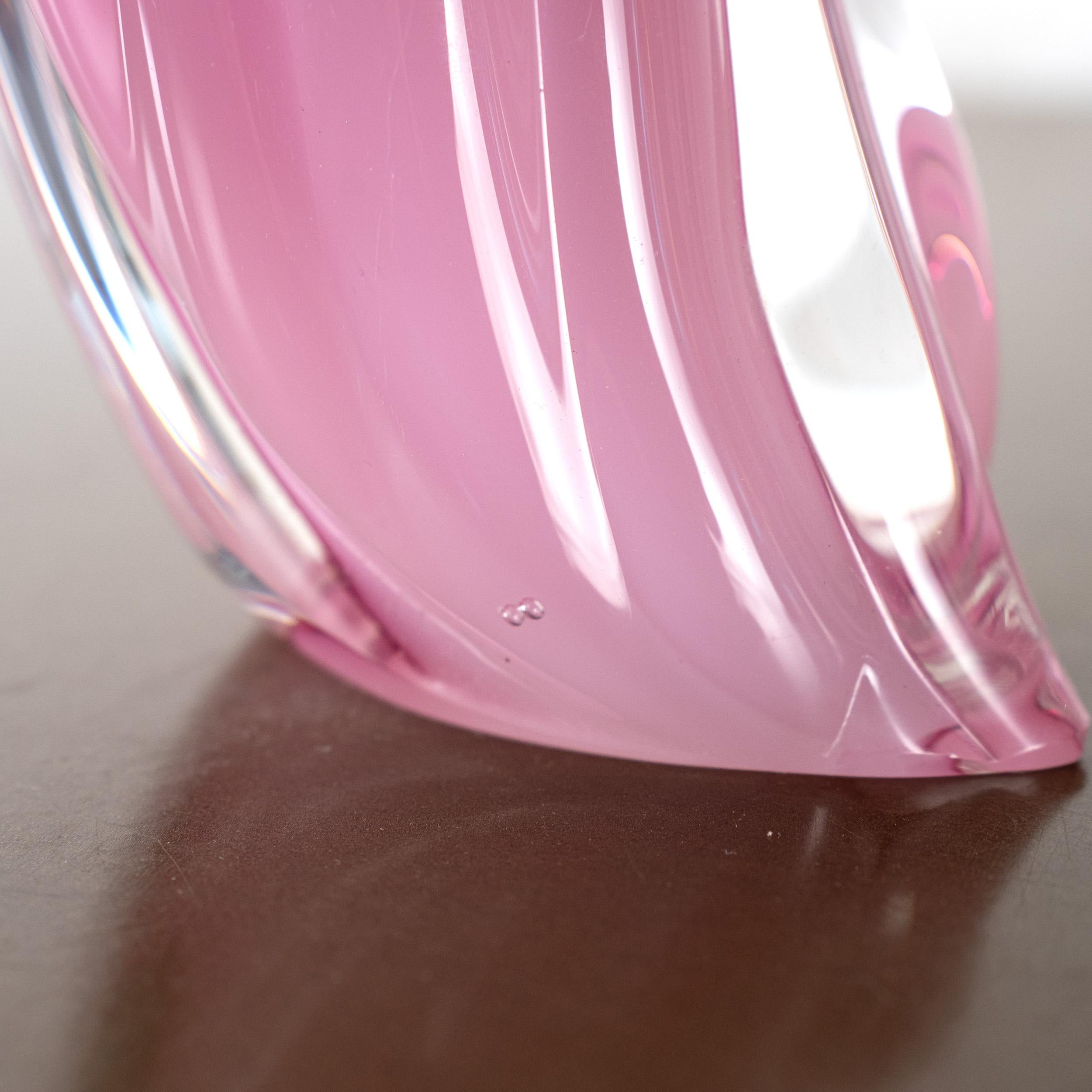 20th Century Big Bird Formia Sculpture Pink Murano glass with clear details, Italy in stock For Sale