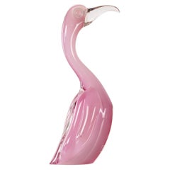 Big Bird Formia Sculpture Pink Murano glass with clear details, Italy in stock