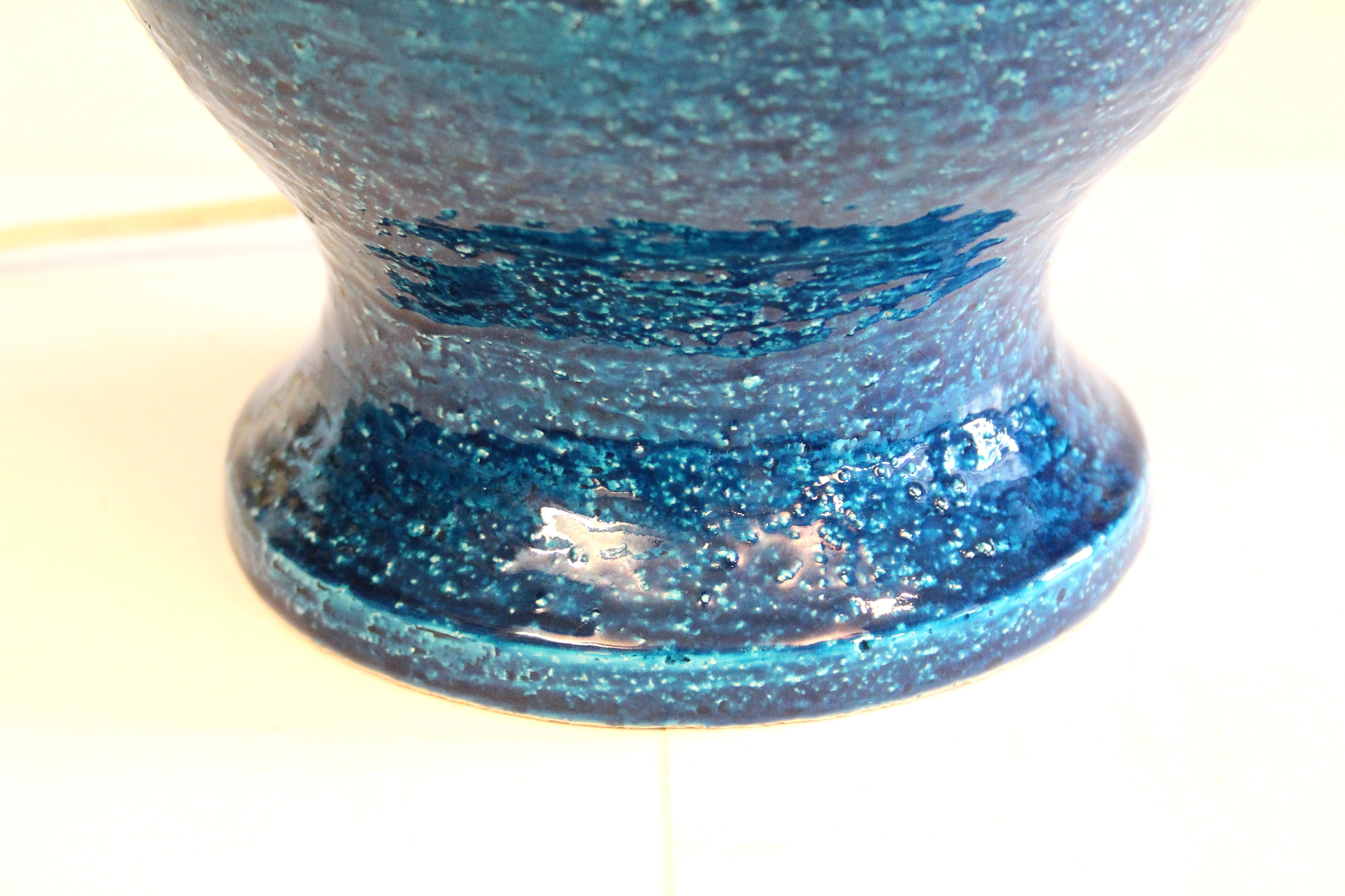 Big Bitossi Raymor Aldo Londi Vintage Italian Pottery Lamp Raymor Turquoise 30