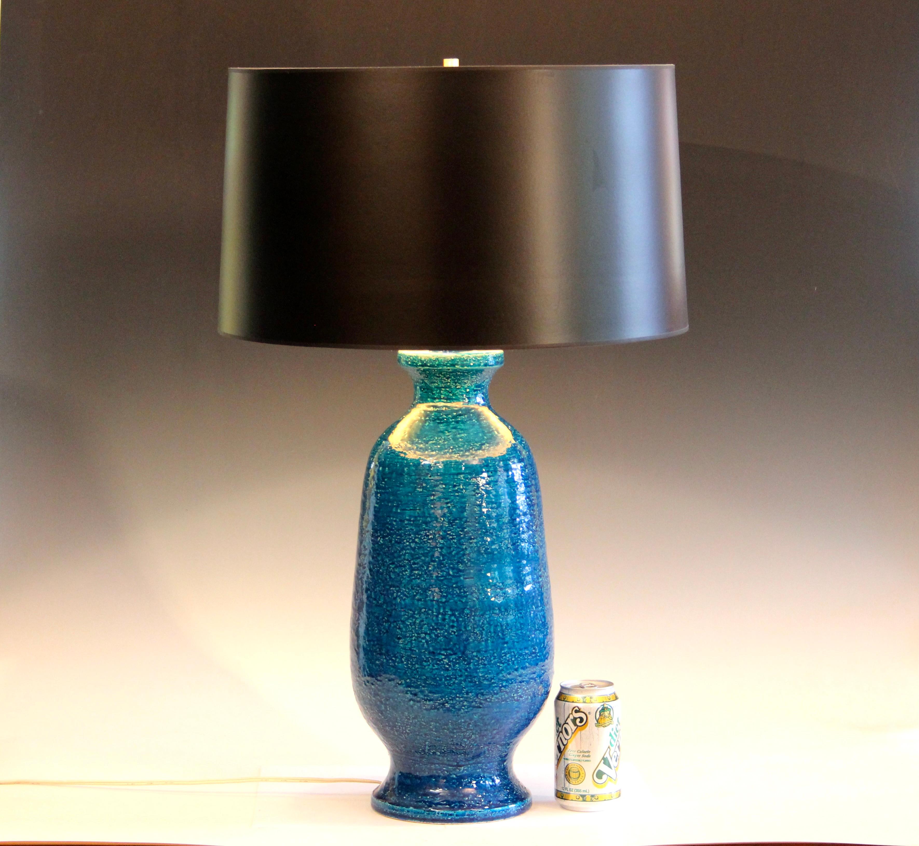 Big Bitossi Raymor Aldo Londi Vintage Italian Pottery Lamp Raymor Turquoise 30