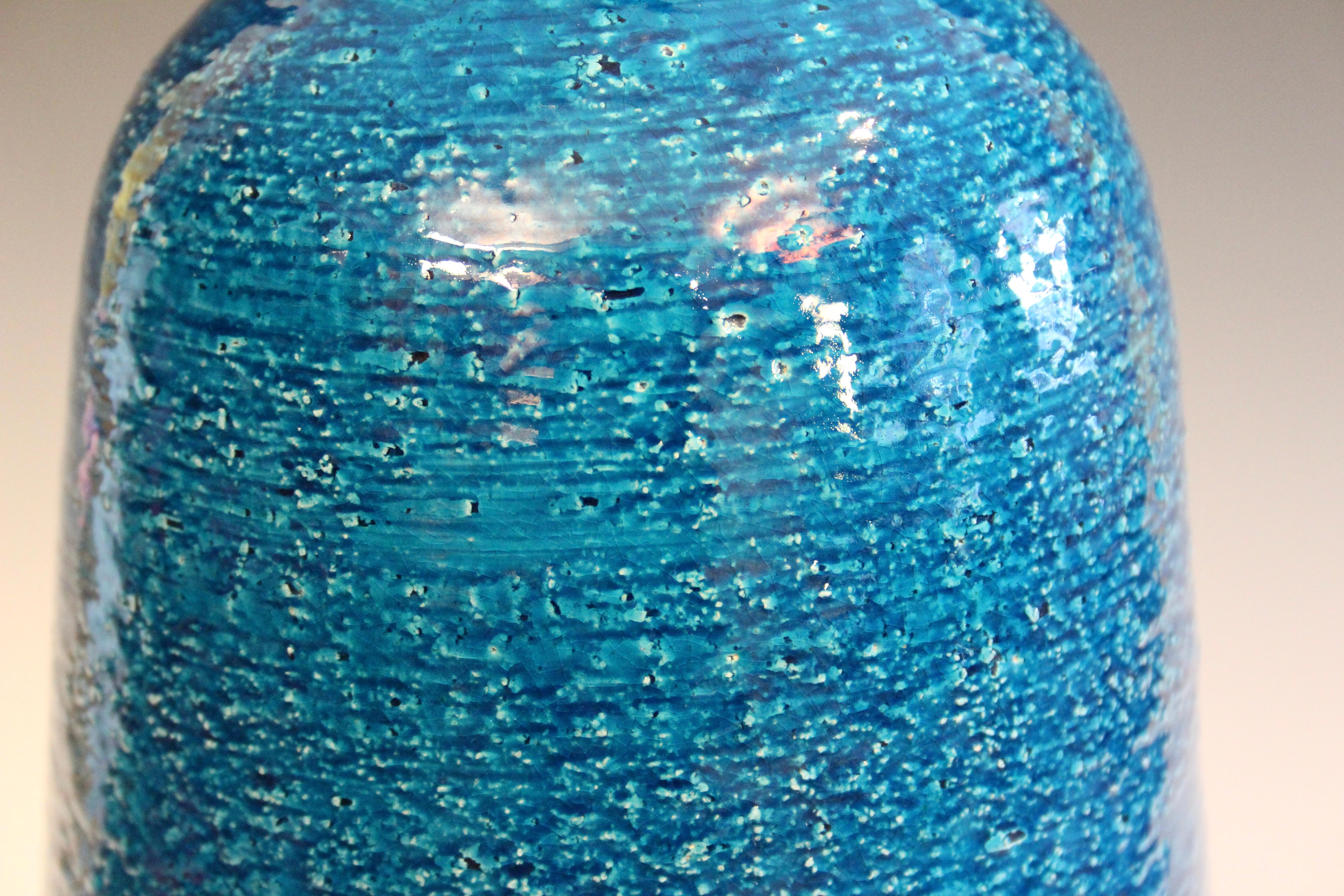 Big Bitossi Raymor Aldo Londi Vintage Italian Pottery Lamp Raymor Turquoise 30