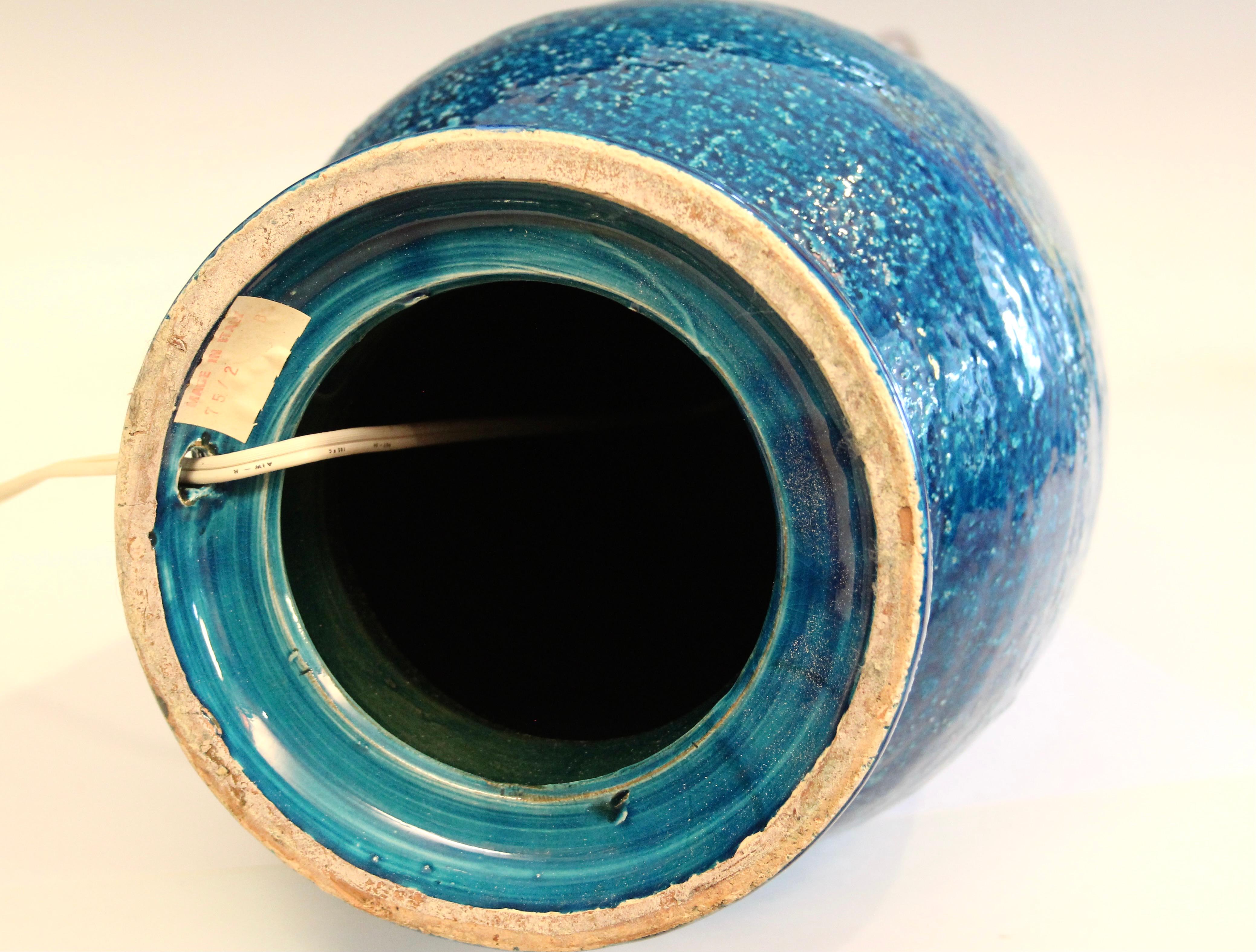 Big Bitossi Raymor Aldo Londi Vintage Italian Pottery Lamp Raymor Turquoise 30
