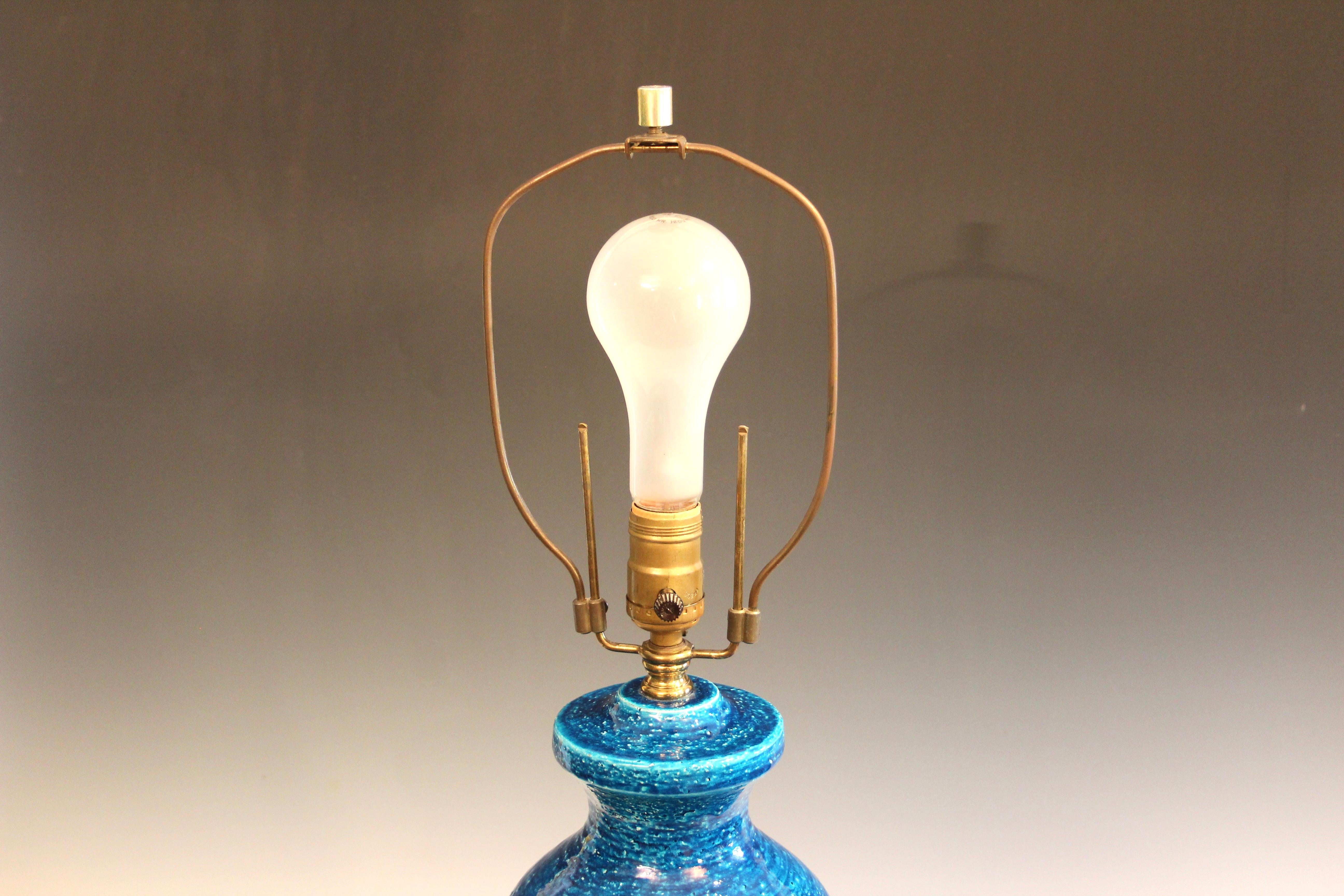 Big Bitossi Raymor Aldo Londi Vintage Italian Pottery Lamp Raymor Turquoise 30