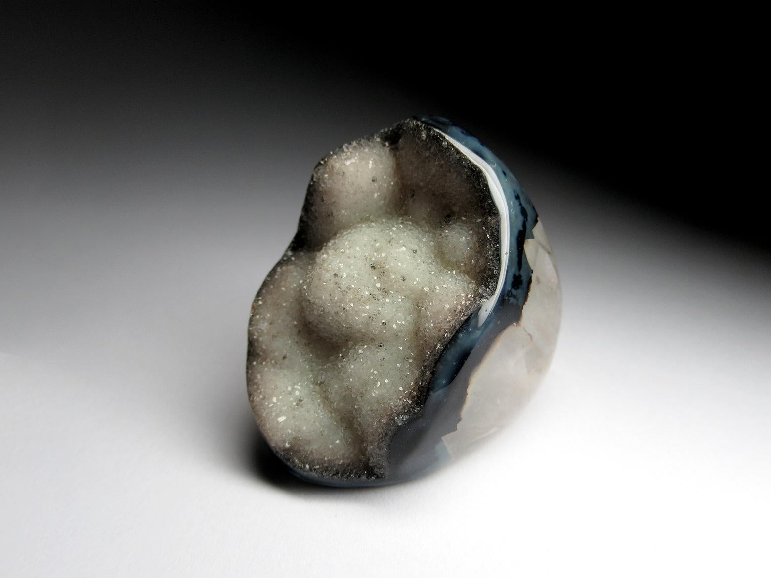 Large raw stone ring handmade (hand carved) from natural whole piece of black Agate and Rock Crystal 
Agate origin - Brazil
top measurements - 1.10 х 1.57 in / 28 х 40 mm
weight of the ring - 35 grams
ring size - 9.5 US / diameter 19.30 / N 21 /