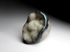 Big Black Agate and White Rock Crystal Solid Ring
