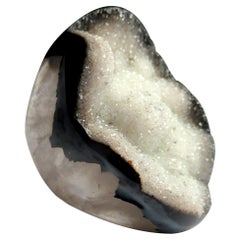 Großer massiver Ring aus schwarzem Achat und weißem Bergkristall