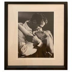 Big Black and White Photograph of Iconic Movie Stars Embracing