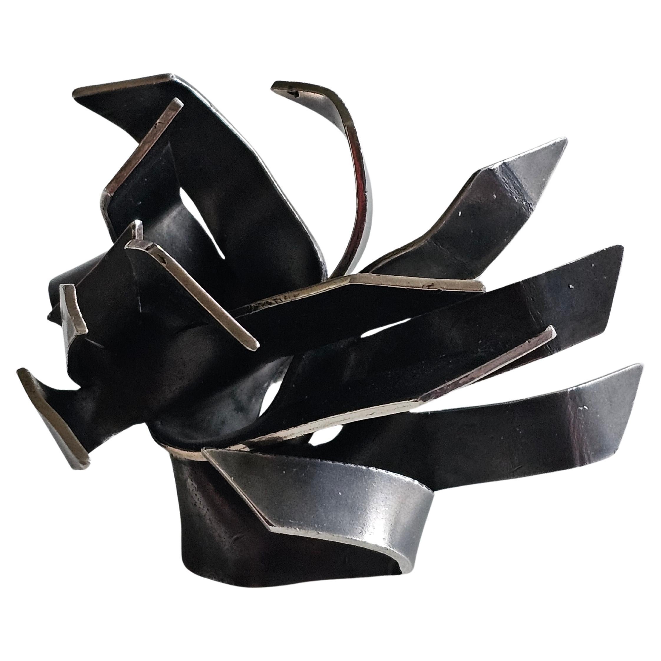 Alina Alamorean Big Tree Sculptural Contemporary Statement Ring Black Silver For Sale